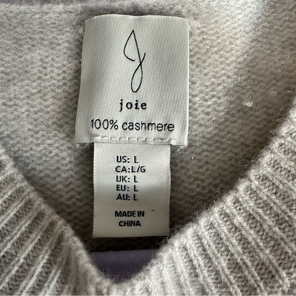 Joie Gray Cashmere Crew Neck Sweater Large - Picture 3 of 6